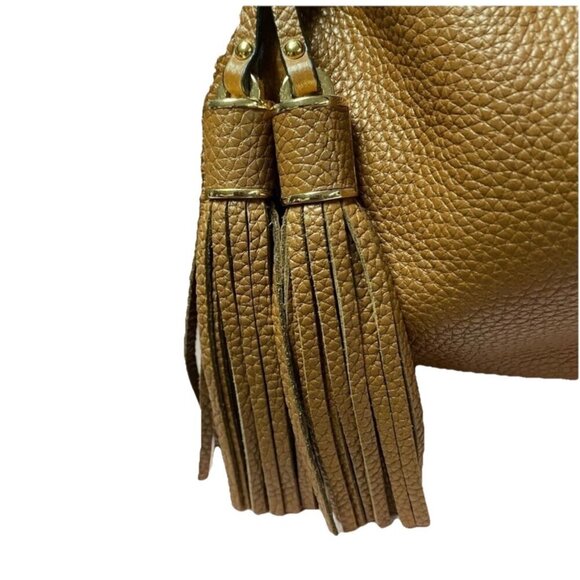 Michael Kors Brown Leather Camden Drawstring Shoulder Tote, Classic Tassels - Picture 3 of 11
